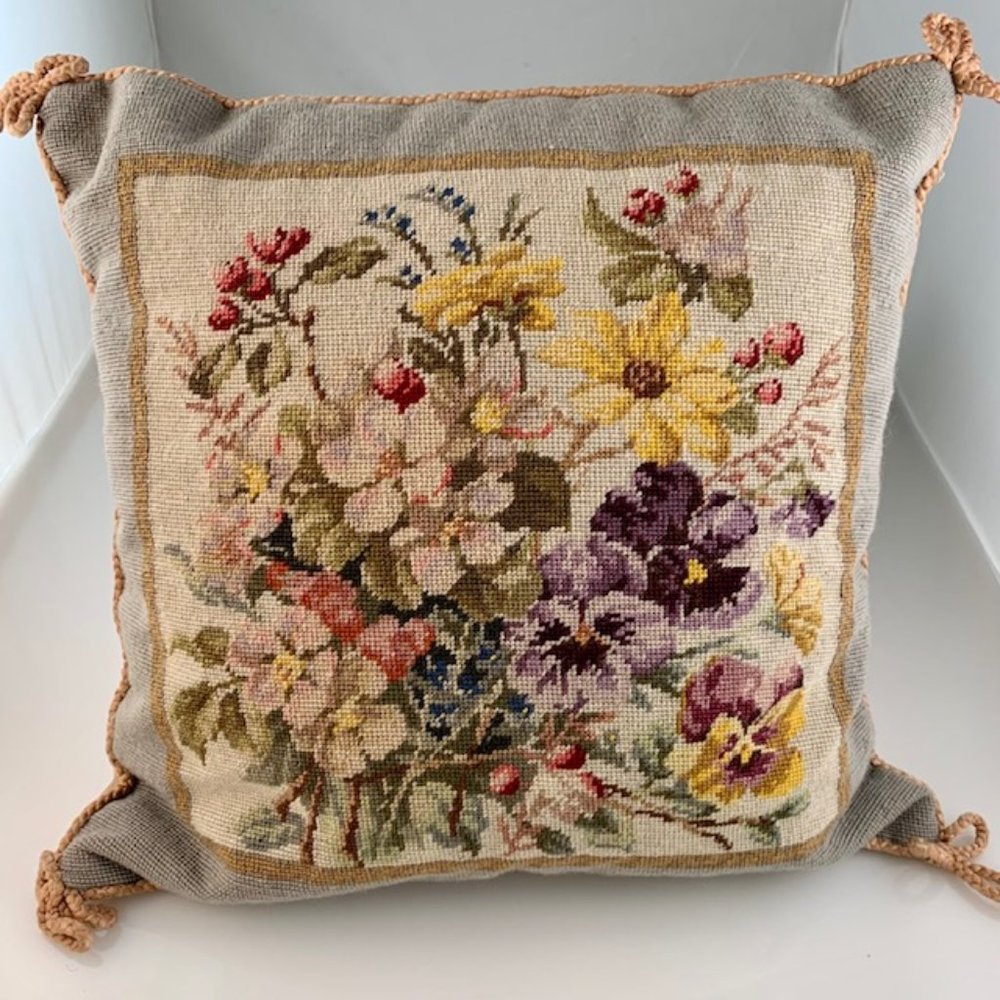Pansy Needlepoint Pillow